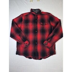 Woolrich Shirt Mens Sz Large Red Buffalo Plaid Flannel Button Up Hunting Outdoor